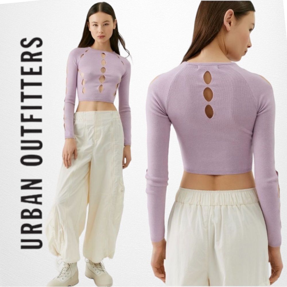 UO Urban Outfitters Ulla Lavender Cutout Sweater NEW M